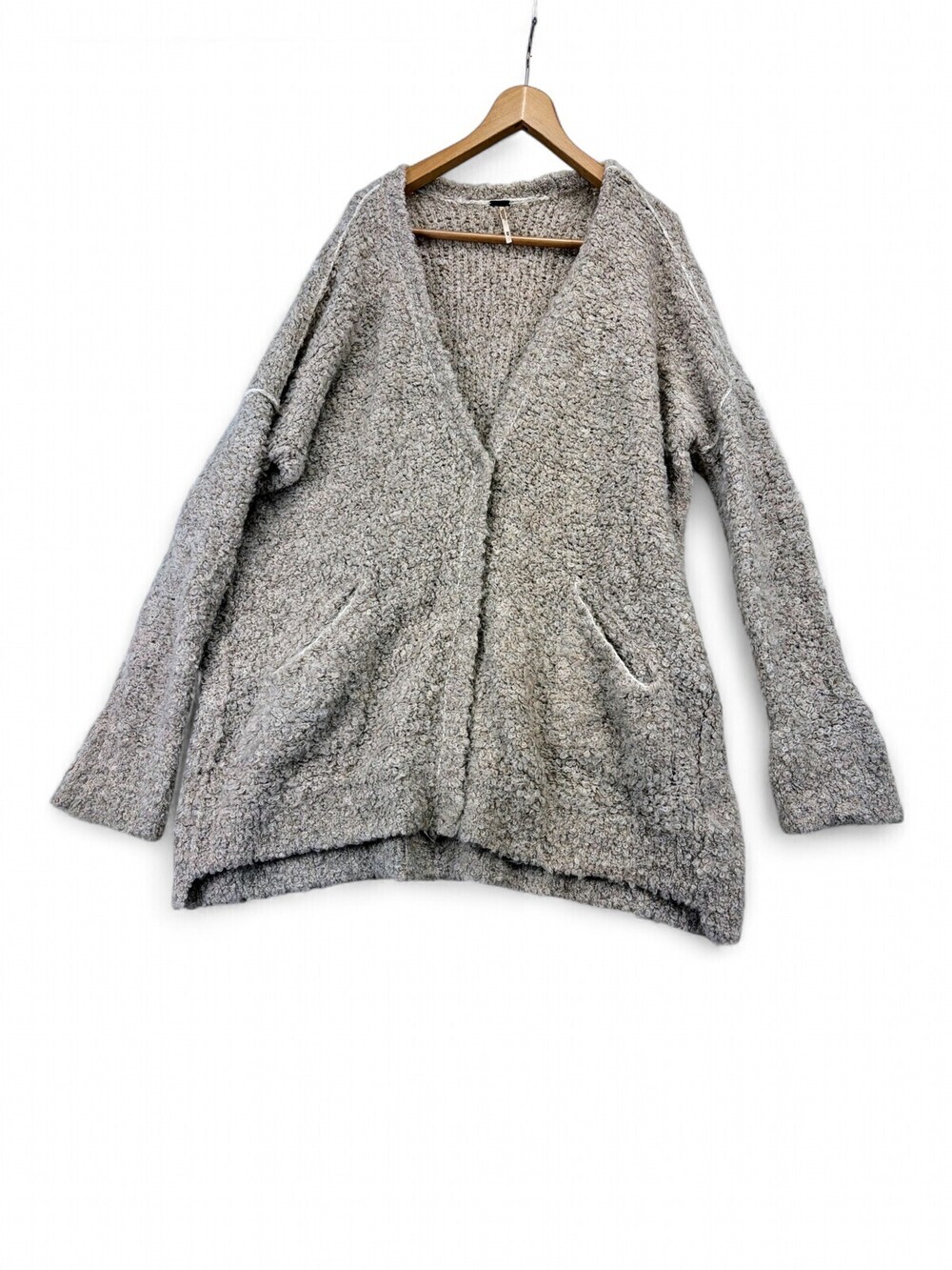Free People Teddy Snap Cardigan - Cozy Oversized M Beige
